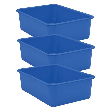 TEACHER CREATED RESOURCES Blue Large Plastic Storage Bin, 3PK 20411